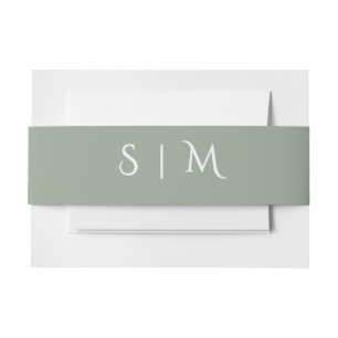 Deep Sage Monogram Wedding Belly Band Invitation Belly Band