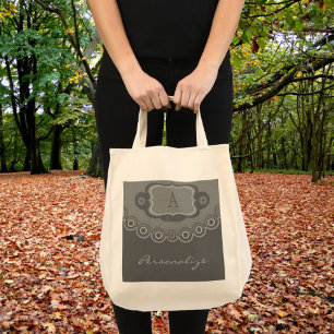 Deep Sage Ringlets Monogram Tote Bag