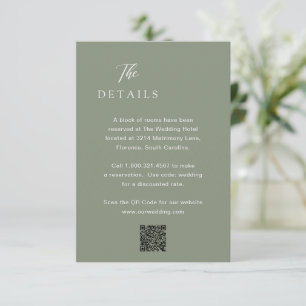 Deep Sage Typographic Modern Elegant Wedding Enclosure Card