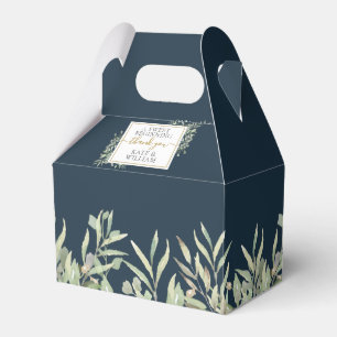 Deep Sea Blue Greenery A Sweet Beginning Wedding Favour Box