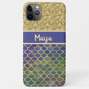 Deep Sea Blue Mermaid Scales Personalised iPhone 11 Pro Max Case