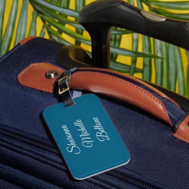 Deep Sea Blue & White: Standout Luggage Tag (Front Insitu 1)