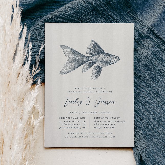 Deep Sea | Coastal Fish Rehearsal Dinner Invitation (Creator Uploaded)