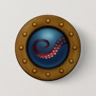 Deep Sea Creature Steampunk Ocean Explorer Octopus 6 Cm Round Badge