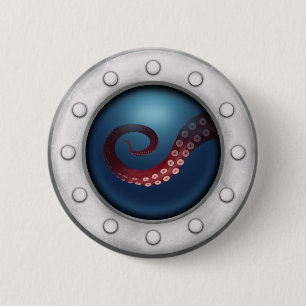 Deep Sea Creature Steampunk Ocean Explorer Octopus 6 Cm Round Badge