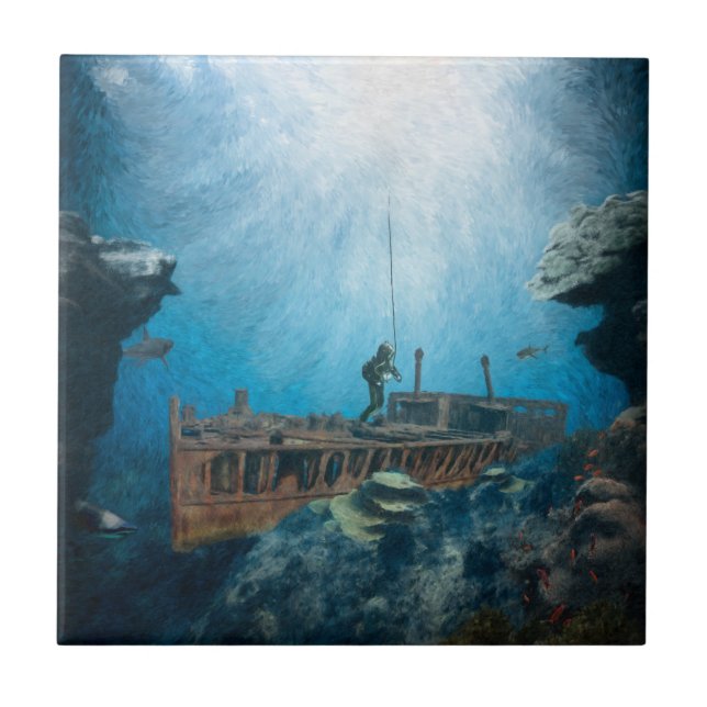 Deep Sea Diver Ceramic Tile (Front)