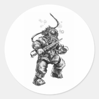 Deep Sea Diver Classic Round Sticker