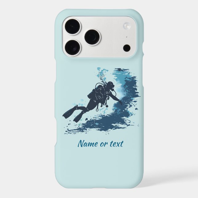 Deep Sea Diver Diving Underwater Custom Name text (Back)