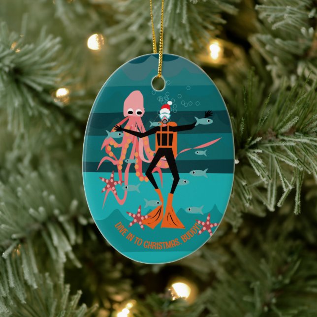Deep sea divers Christmas  Ceramic Ornament (Tree)