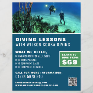 Deep Sea Divers, Scuba Diving Lesson Advertising Flyer