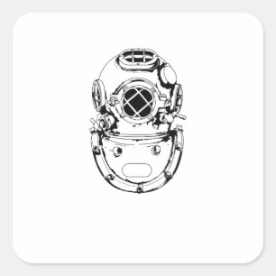 deep-sea diving helmet square sticker