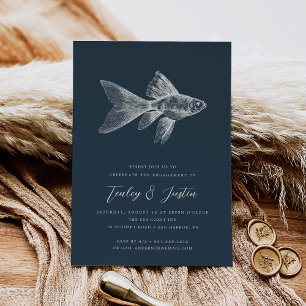 Deep Sea Elegant Coastal Beach Engagement Party Invitation