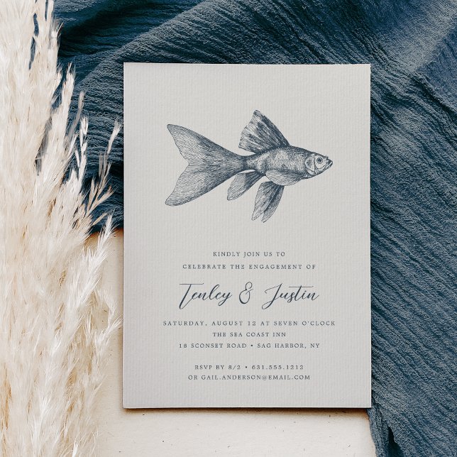 Deep Sea | Elegant Coastal Engagement Party Invitation (Creator Uploaded)