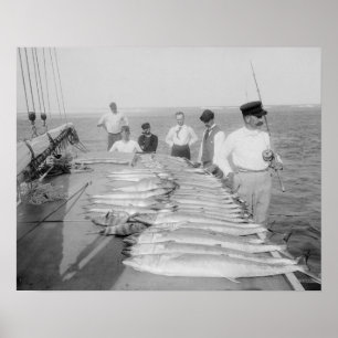 Deep Sea Fishing, 1894. Vintage Photo Poster