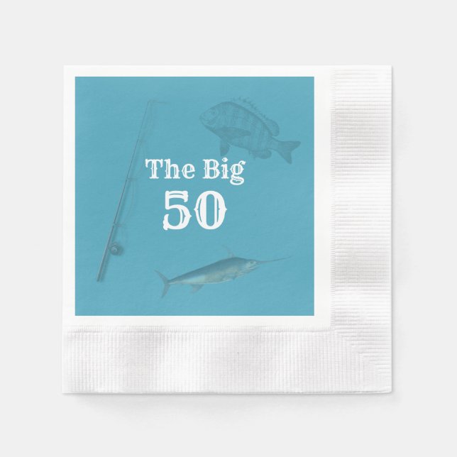 Deep Sea Fishing Birthday Party Napkins With Text (Front)