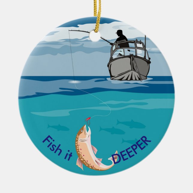 Deep Sea Fishing Ceramic Ornament (Front)