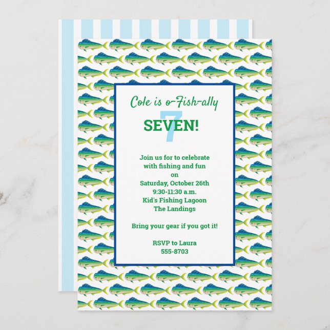Deep Sea Fishing Mahi Party Invitation (Front/Back)