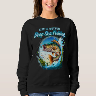 Deep Sea Fishing Sea Ocean Fish Trout Calico Bass Sweatshirt