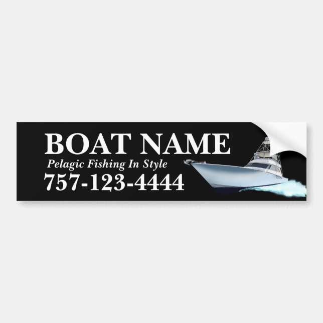 Deep Sea Fishing Yacht w/ Billfish Bumper Sticker (Front)