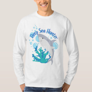 deep sea hunter shark cartoon style T-Shirt