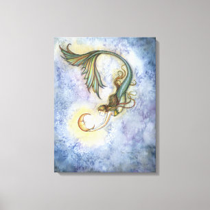 Deep Sea Moon Mermaid Wrapped Canvas Print