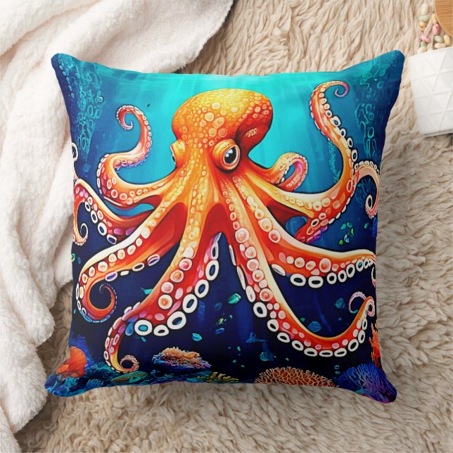 Deep Sea Octopus Glow Design Cushion (Blanket)