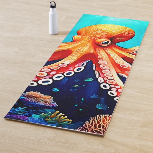 Deep Sea Octopus Glow Design Yoga Mat (In Situ)