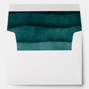 Deep-Sea Teal Watercolor Wedding Envelope