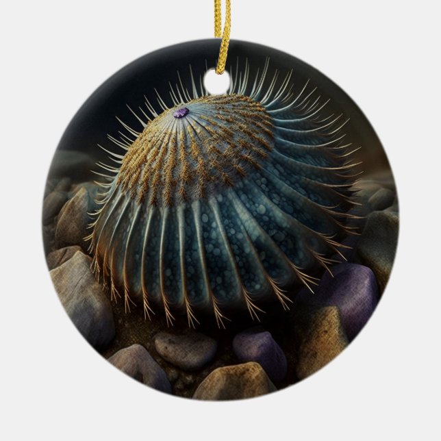 Deep Sea Urchin Ceramic Ornament (Front)