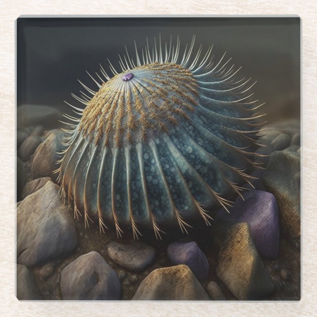 Deep Sea Urchin Glass Coaster (Front)