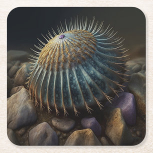 Deep Sea Urchin Square Paper Coaster