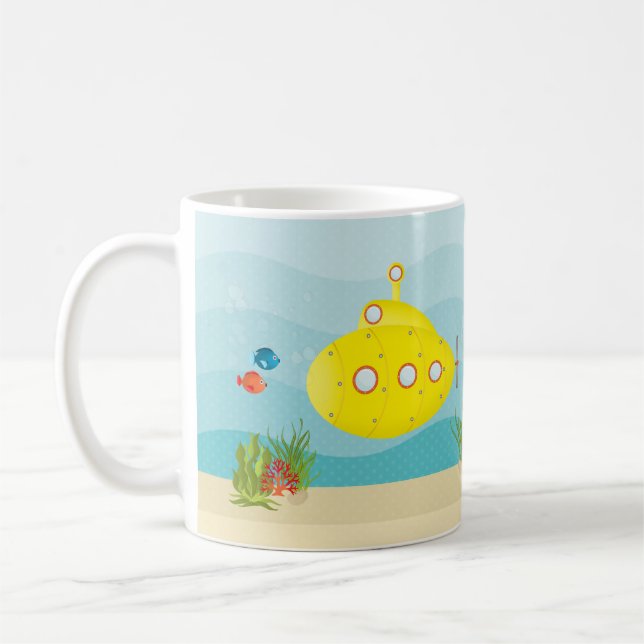 Deep Sea Yellow Submarine Coffee Mug (Left)