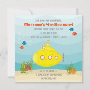 Deep Sea Yellow Submarine Invitation