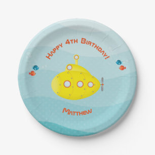 Deep Sea Yellow Submarine Paper Plate