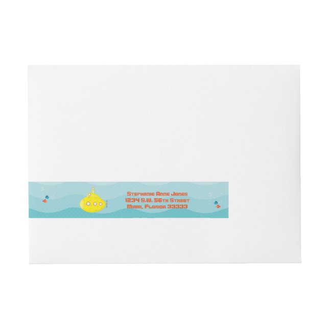 Deep Sea Yellow Submarine Wraparound Address Label (Front)