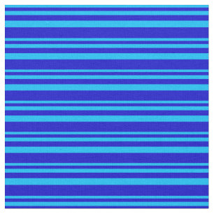 Deep Sky Blue and Blue Lines Pattern Fabric