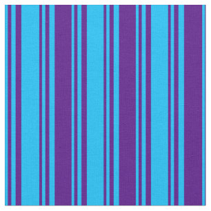 Deep Sky Blue and Indigo Lines Fabric