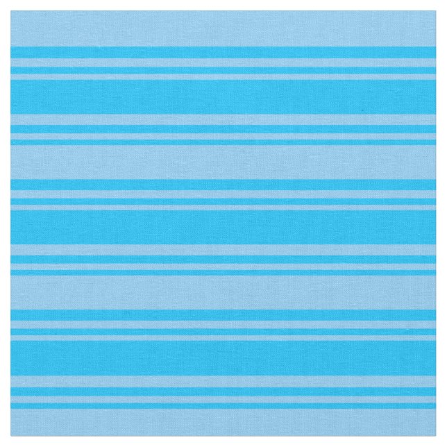 Deep Sky Blue and Light Sky Blue Coloured Stripes Fabric (Close Up)