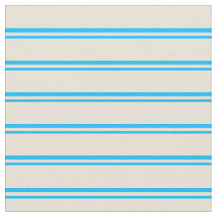 Deep Sky Blue & Bisque Coloured Lines Fabric