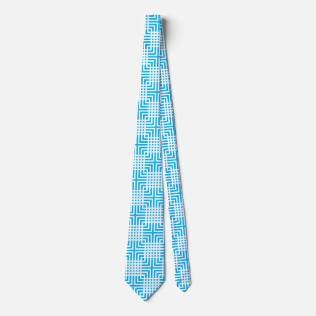 Deep Sky Blue Modern Geometric Tie (Front)