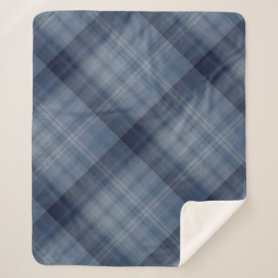 Deep Sky Blue Plaid Sherpa Blanket