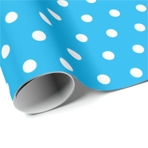Deep Sky Blue Polka Dot Wrapping Paper
