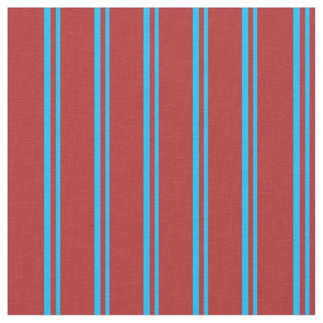 Deep Sky Blue & Red Coloured Pattern Fabric (Close Up)