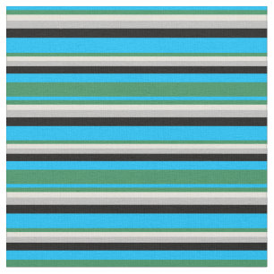 Deep Sky Blue, Sea Green, Beige, Grey, and Black Fabric