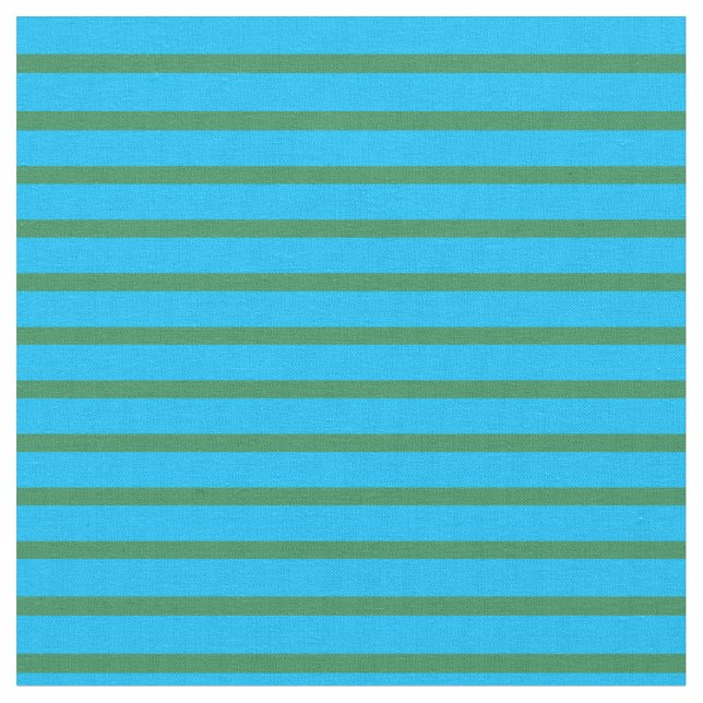 Deep Sky Blue & Sea Green Coloured Stripes Fabric (Close Up)