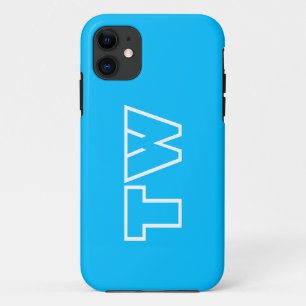 Deep Sky Blue Solid Colour Minimalist Monogram iPhone 11 Case