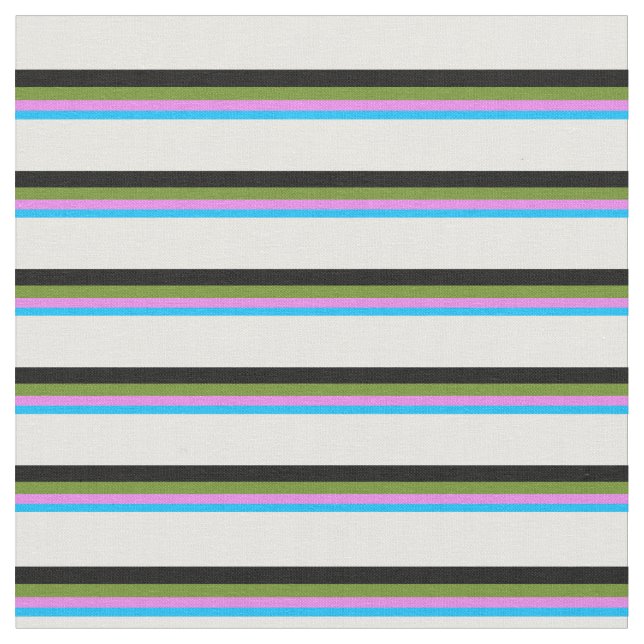 Deep Sky Blue, Violet, Green, Black, and White Fabric (Close Up)