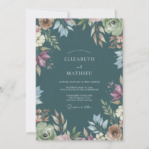 Deep Slate Painted Wedding Invitation