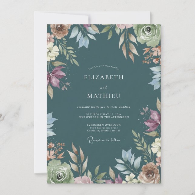 Deep Slate Painted Wedding Invitation (Front)