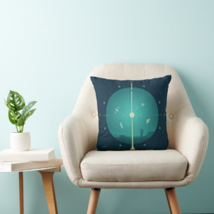 Deep Space Atomic Clock Poster, Blue Version. Cushion